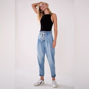 Free People Margate Pleated Denim Trouser